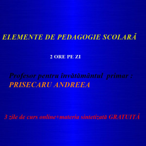 CURS ONLINE- ELEMENTE DE PEDAGOGIE ȘCOLARĂ(curs online+ sinteza materiei în format digital GRATUITĂ)