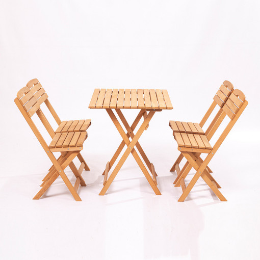 Set mobilier gradina - terasa Bistro, 4 scaune +1 masa, stejar