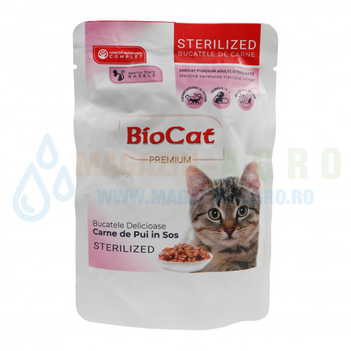 Plic pui sterilizate in sos Biocat 85 grame