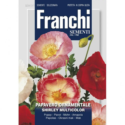 Seminte de Mac Ornamental shirley multicolor, 4g, Franchi