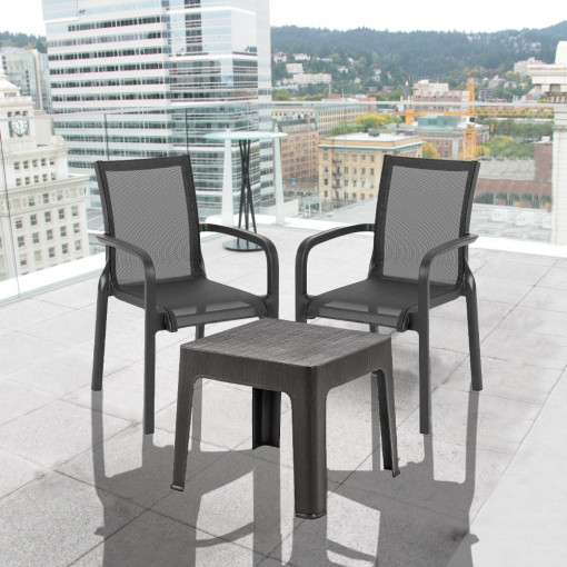 Set mobilier gradina - terasa, masa cu 2 scaune Royal, gri antracit