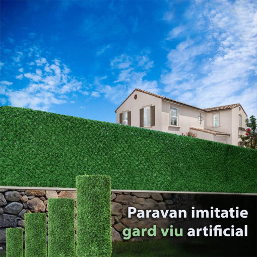 Paravan imitatie gard viu artificial, dimensiune 1.7m x 10m