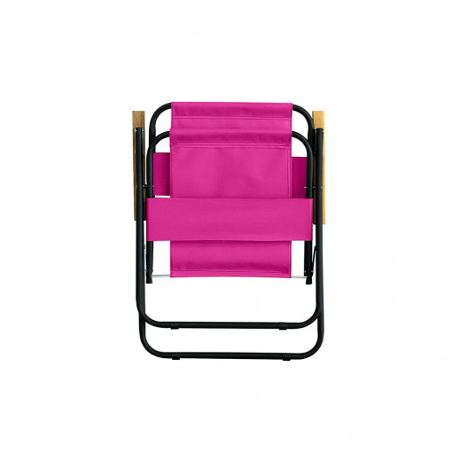 Scaun camping pliant cu cotiere, structura metalica, roz