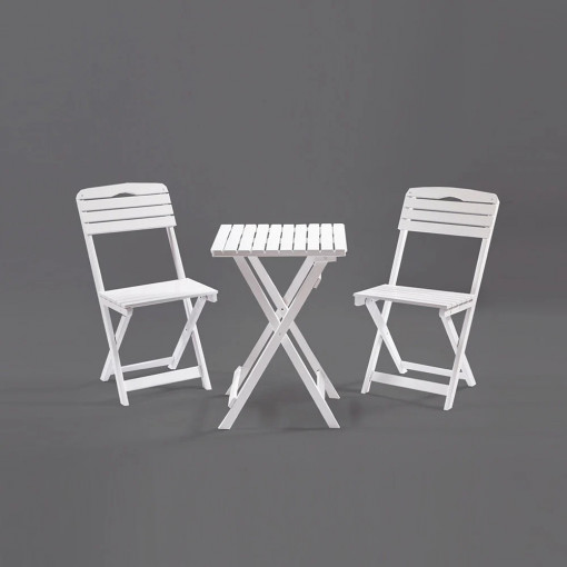 Set mobilier gradina - terasa Bistro cu 2 scaune si 1 masuta, pliabile, alb