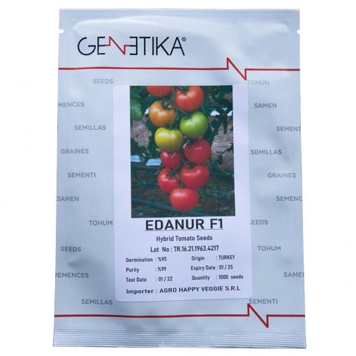Seminte de tomate, Edanur F1, 1000 seminte, Genetika