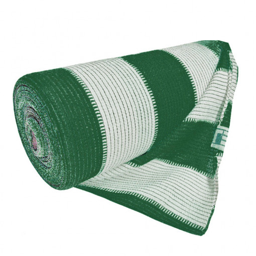 Plasa de umbrire pentru gard, 2 m x 10 m, 80% densitate grad de umbrire, verde cu alb