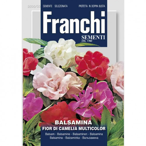Seminte de Balsamina cu flori de camelie multicolor, 1.5g, Franchi
