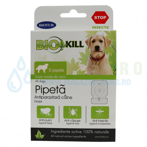 Pipeta antiparazitara caine Biokill