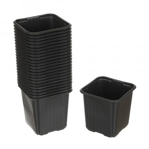 Ghiveci patrat, dimensiune 8 cm x 8 cm x 7 cm, culoare negru