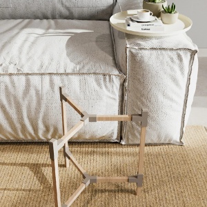 Masuta cafea Scandinavian, metal cu lemn, 46x49x52 cm