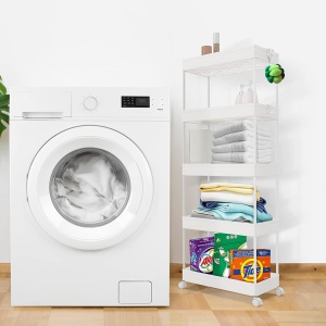 Organizator pe roti cu 5 rafturi, Asos, alb