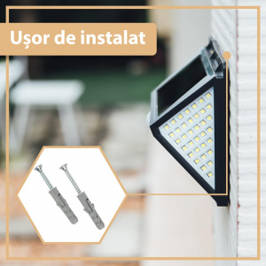 Set 4 buc. lampa solara de perete cu 4 fete, senzor de miscare, 100 LED-uri