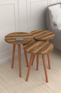 Set  de 3 masute din PAL cu textura lemn, Nest
