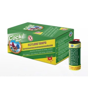 Set de benzi adezive pentru muste Cock Mat, 100 bucati