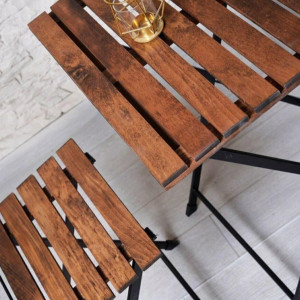 Set Mobilier Bistro 2 scaune + 1 Masa, Lemn Masiv, cu structura metal, Asos Home