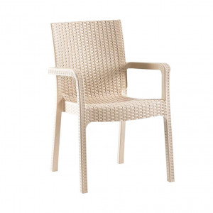 Set mobilier gradina - terasa, masa 90x150 cm x 6 scaune ratan, Elite, cappuccino