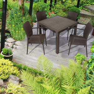Set mobilier gradina - terasa, masa 90x90cm cu 4 scaune, Ratan, Bitter