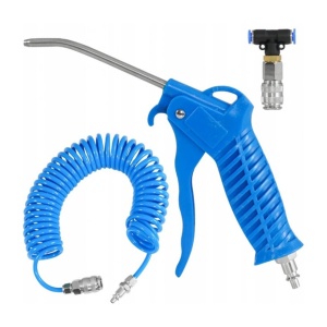 Set pistol de suflat cu furtun spiralat 5 m si conector T pentru aer comprimat