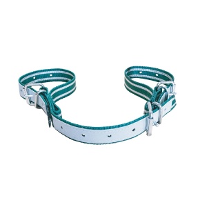 Curea reglabila cu piele pentru contentie picioare bovine, 2 catarame, verde/alb