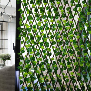 Gard paravan viu cu frunze artificiale, verde, extensibil, 100x200 cm
