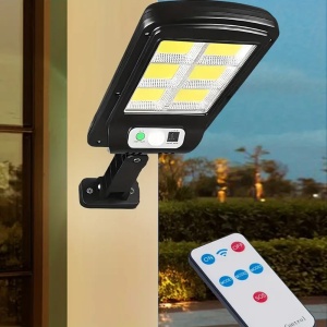 Lampa solara de perete cu senzor de miscare, panou extern, 120 LED COB, 4 moduri