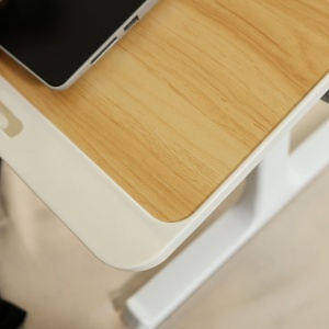 Masuta pliabila si birou practic, suport laptop, metal cu blat MDF, stejar - Img 3