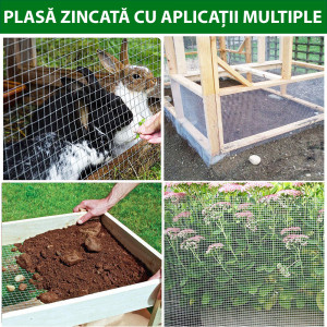 Plasa de sarma zincata sudata 1x10 m, ochiuri 13x13x0.9 mm, Plant Master