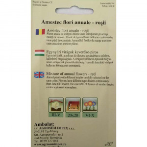 Seminte amestec de  flori anuale rosii, Agrosem, 0,5 gr