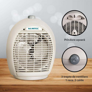 Aeroterma incalzire Kumtel LX-6331, 2000 W, 3 trepte