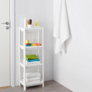 Etajera depozitare baie - bucatarie cu 4 rafturi din plastic, alb, DeDe