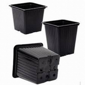 Ghiveci patrat, dimensiune 8 cm x 8 cm x 7 cm, culoare negru