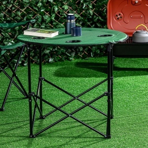 Masa camping pliabila cu suport pahare, 71cm x 71cm, verde - Img 4