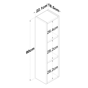 Raft de perete deschis, suspendat, cu 3 spatii de depozitare, nuc, 24.5x92x21cm, Savia
