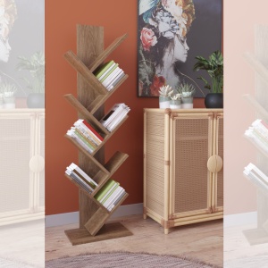 Raft pentru carti, design modern, stejar, Yva