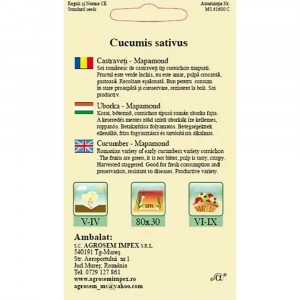 Seminte de castraveti Mapamond, tip cornison, soi timpuriu cu pulpa crocanta si gustoasa, 1,5g