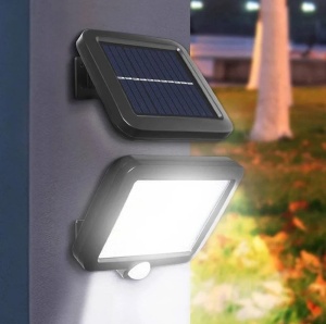 Set 3 lampi cu incarcare solara, cu senzori de lumina si miscare, 3 moduri functionare, telecomanda
