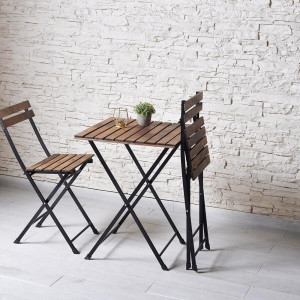 Set Mobilier Bistro 2 scaune + 1 Masa, Lemn Masiv, cu structura metal, Asos Home