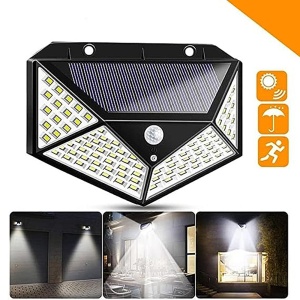 Lampa solara de perete cu 4 fete, senzor de miscare, 100 LED-uri