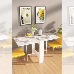 Masa extensibila bucatarie - living Flamingo, alb lucios