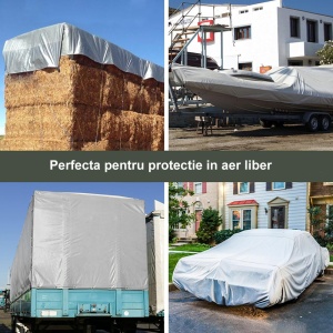Prelata impermeabila cu inele, gri , protectie la apa si soare, 4 x 6 m