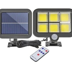 Set 3 lampi cu incarcare solara, cu senzori de lumina si miscare, 3 moduri functionare, telecomanda