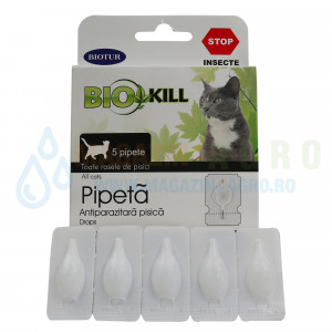 Set 5 pipete antiparazitare pentru pisica, Biokill