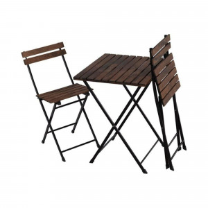 Set Mobilier Bistro 2 scaune + 1 Masa, Lemn Masiv, cu structura metal, Asos Home