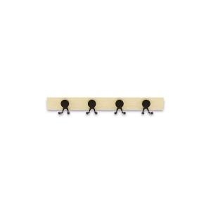 Cuier de perete hol cu 4 agatatori duble, lemn, stejar, bienWood