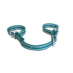 Curea reglabila din nylon pentru picioare, 2 catarame, verde/alb