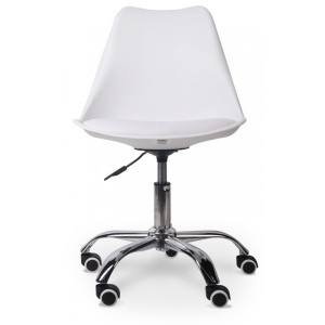 Scaun birou rotativ, fara cotiere, 54 x 49 x 84.50-92.50 cm, alb