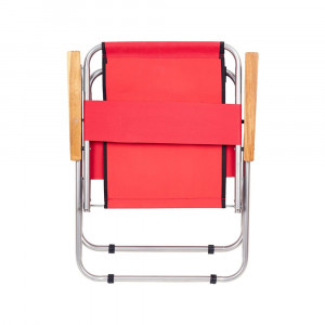 Scaun camping pliant cu cotiere, structura metalica, rosu