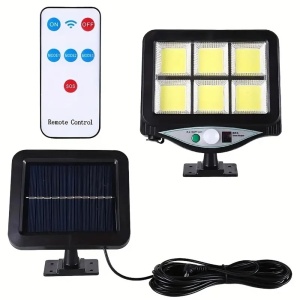 Set 3 lampi cu incarcare solara, cu senzori de lumina si miscare, 3 moduri functionare, telecomanda