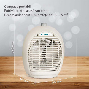 Aeroterma incalzire Kumtel LX-6331, 2000 W, 3 trepte
