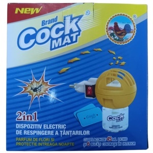 Aparat electric anti-tantari Cock Brand Mat 2in1 cu rezerva lichida 45 ml si pastile